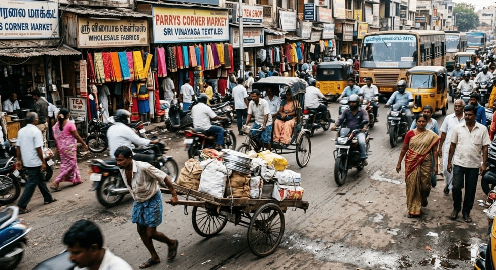 Textile bazaar during georgetown walk chennai